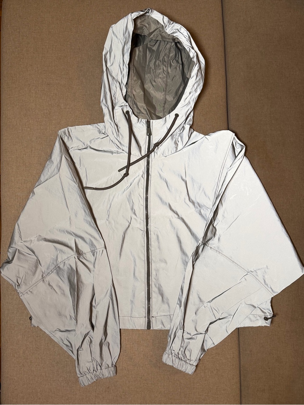 Zara Silver Reflective Hooded Bomber Jacket
